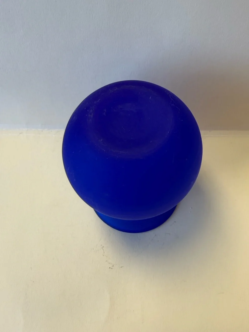 Vintage Handmade Cobalt Blue Frosted Satin Glass Small Vase. - Picture 6 of 9